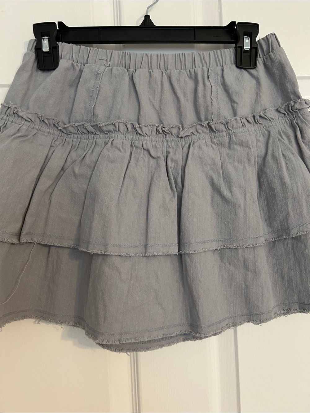 Light Gray Tiered Ruffle Skater Skirt with Elastic Waist - Picture 7 of 8